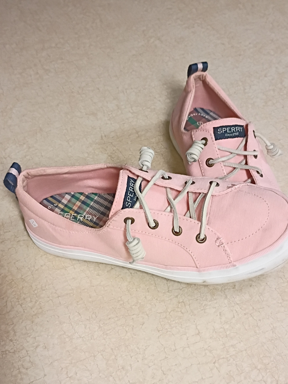 Sperry Pink Canvas Slip-On Sneakers with White Laces
